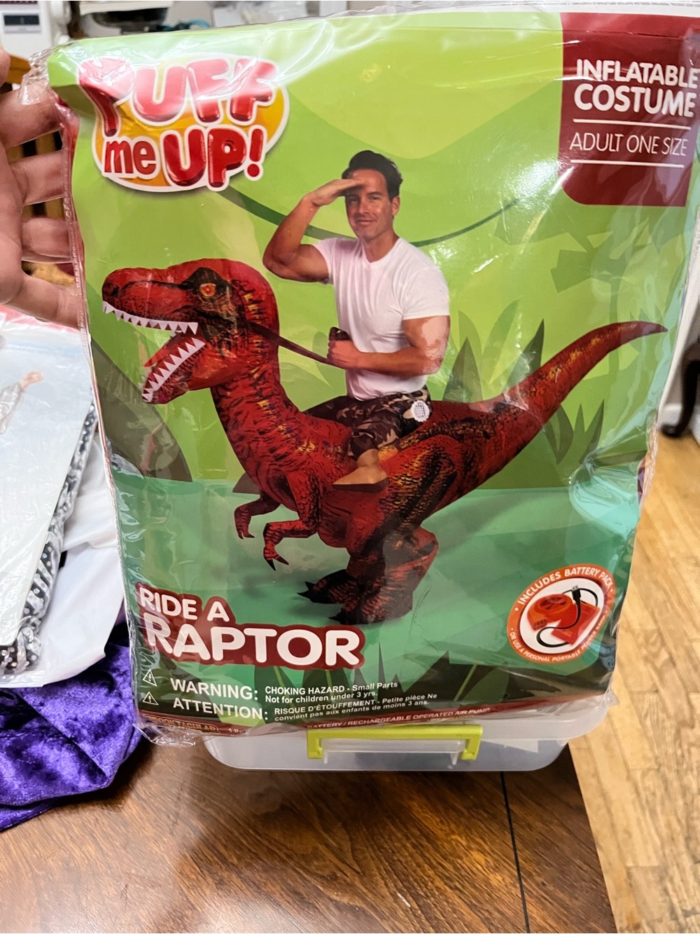 Puff Me Up Ride a Raptor Inflatable Costume - Red